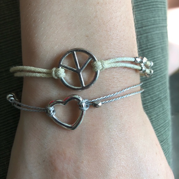 Jewelry - Two Bracelets - Heart and Peace